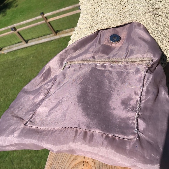 Crochet Shoulder Tote - Chevron design - Dark Cream - Picture 5 of 6